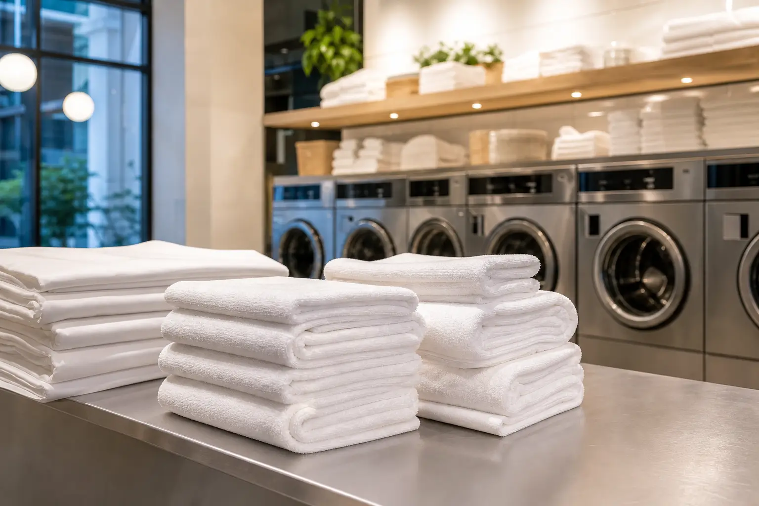 Airbnb laundry service with professionally folded towels at Highlander Laundromat in Nelsonville