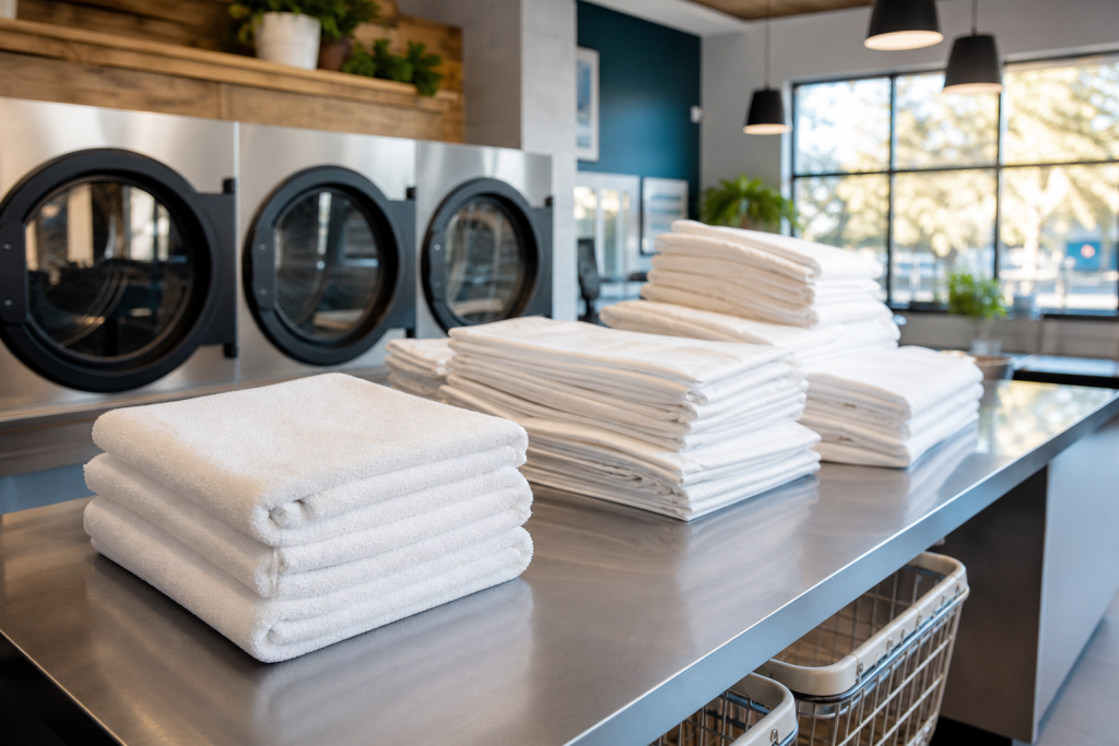 Professional cabin linen service at Highlander Laundromat in Nelsonville, Ohio