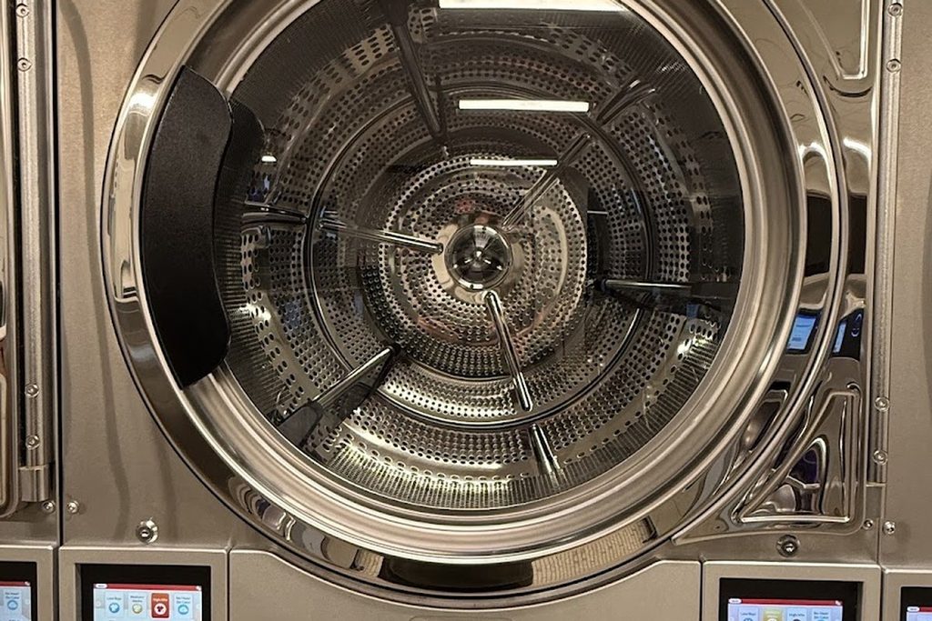 Commercial dryer drum at Highlander Laundromat in Nelsonville Ohio